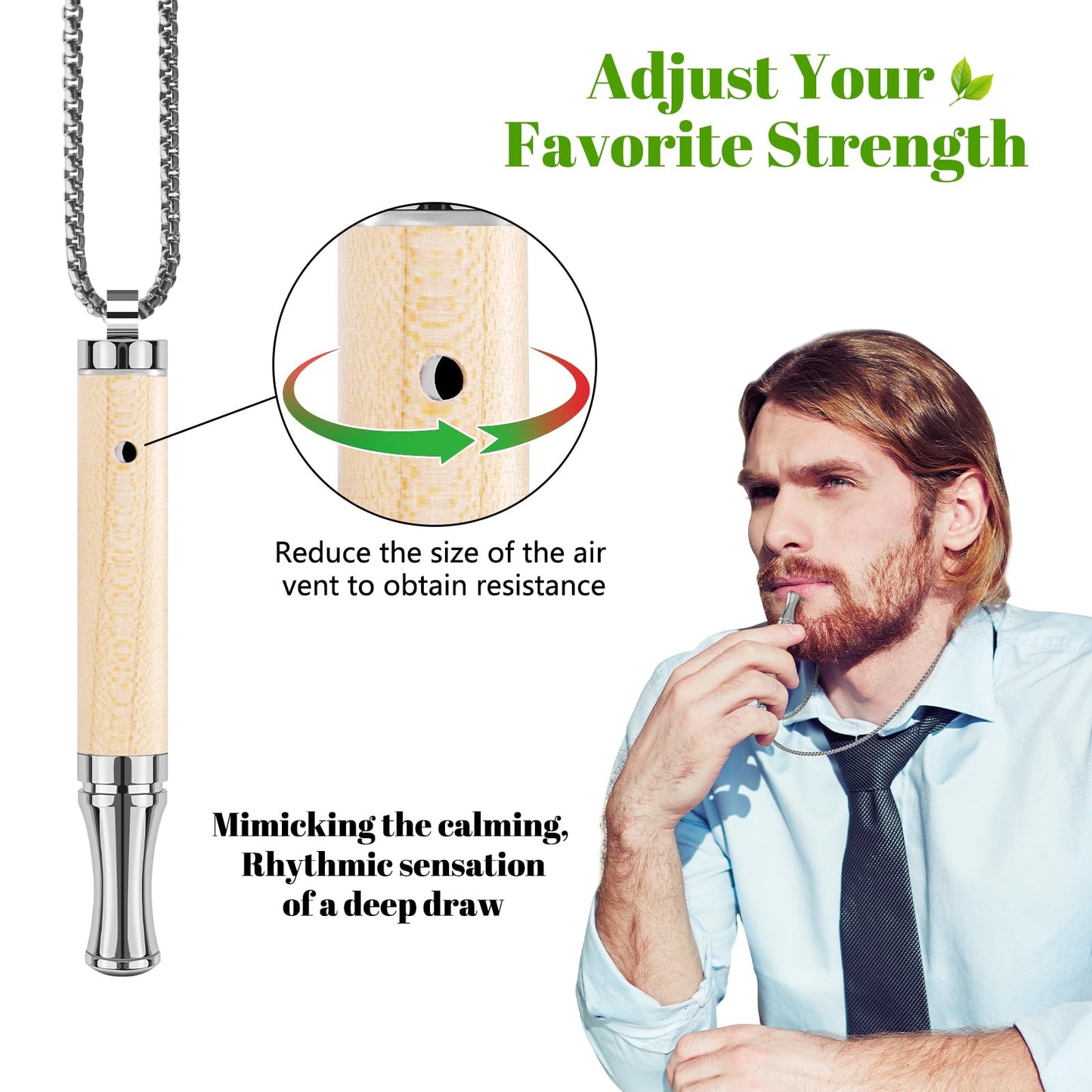 ASTOFLI Adult Quit Smoking Breathing Necklace: Adjustable Air Inhaler Stop Smoking Aids Fidget for Stress Anxiety Relief Smokless Inhaler - Air Outlet Breathing Necklace to Quit Smoking and Vape