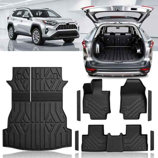 SSESS Custom Fit TPE Car Floor Mats & Cargo Liner Set for Toyota RAV4 2025 2024-2019 (Not for Hybrid), All-Weather Anti-Slip Protection with 3D Waterproof High-Edge & Original Retention System