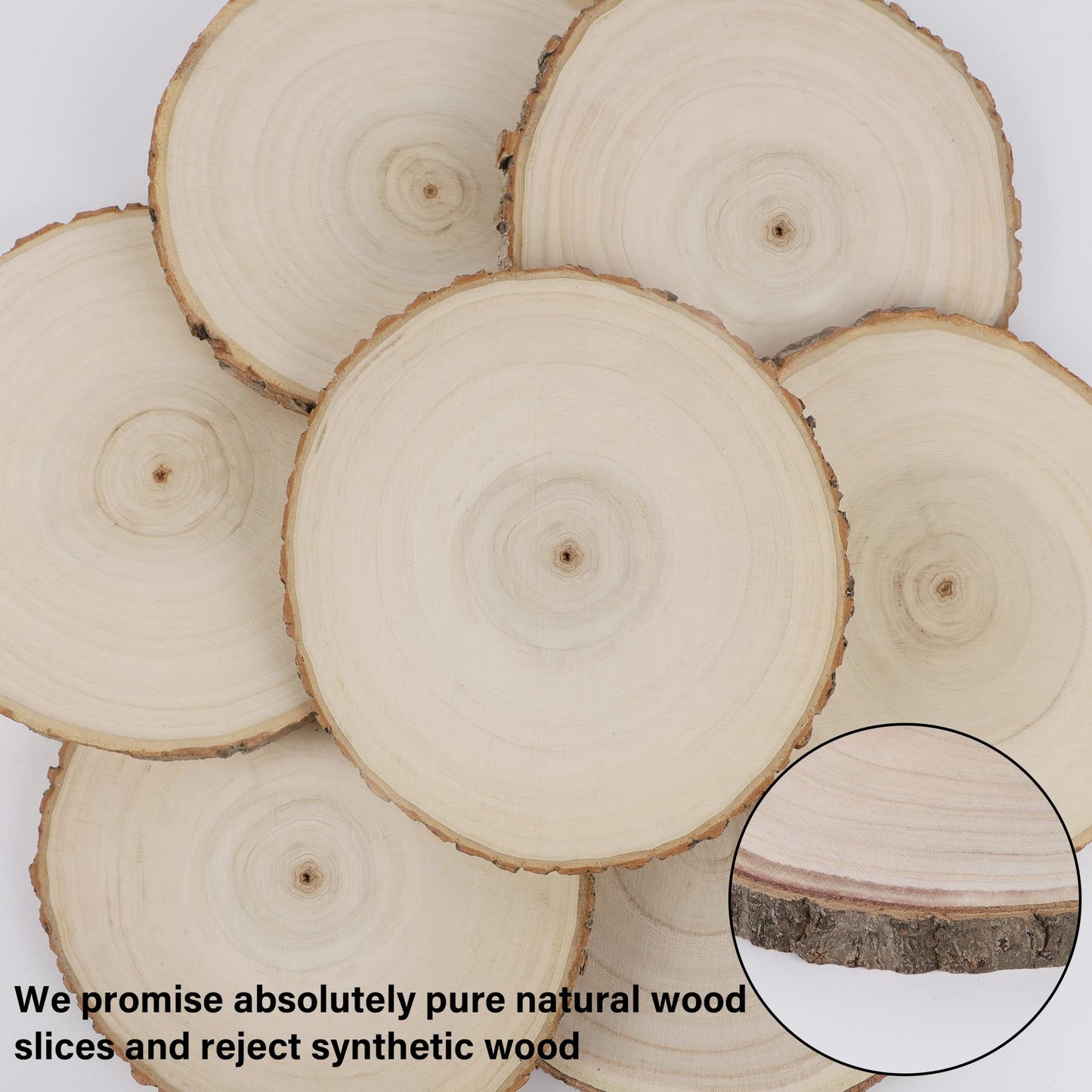 Sancodee 8 Pcs Large Unfinished Wood Slices, 6-7 Inches Wood Slabs for Centerpieces Natural Wooden Circle, DIY Wood Centerpieces for Tables Wedding Party Door Sign Decor