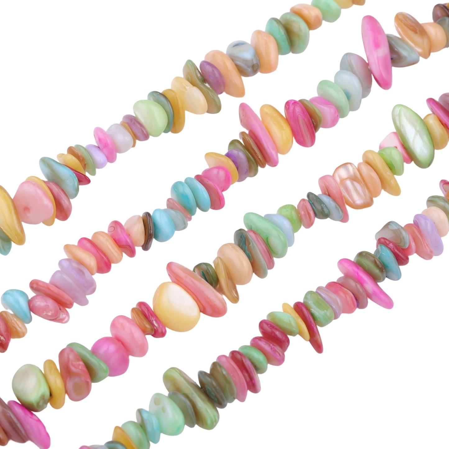 400pcs Pastel Shell Chip Beads 5-8mm Pre-drilled Freeform Loose Gemstone Healing Beads for DIY Jewelry Making Ring Earrings Necklace Bracelet Art Crafts