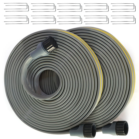 Hopegiver Sprinkler Soaker Hose 50 ft 2-Pack Yard Sprinkler Hose 100 ft for Lawn Water Saving with Stakes, Drip Irrigation Hoses Garden Watering System(Grey,50 ft 2-Pack)