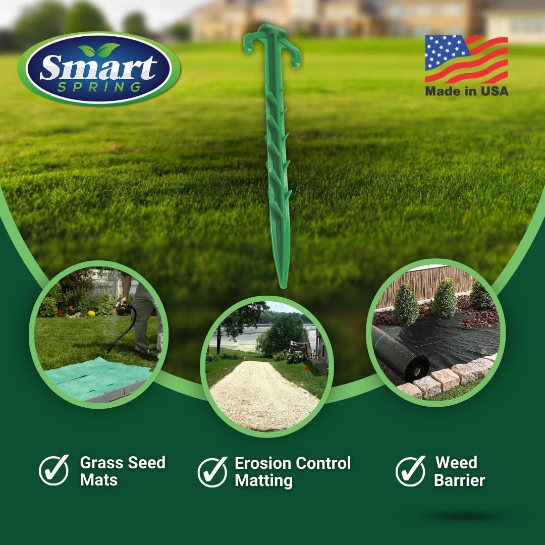 Made in U.S.A. Heavy Duty 6 inch Garden Stakes - Stronger Holding Power vs Metal Landscape Stakes Biodegradable Over Time (No More Rusting Metal) (6 inch, 500, Stakes)