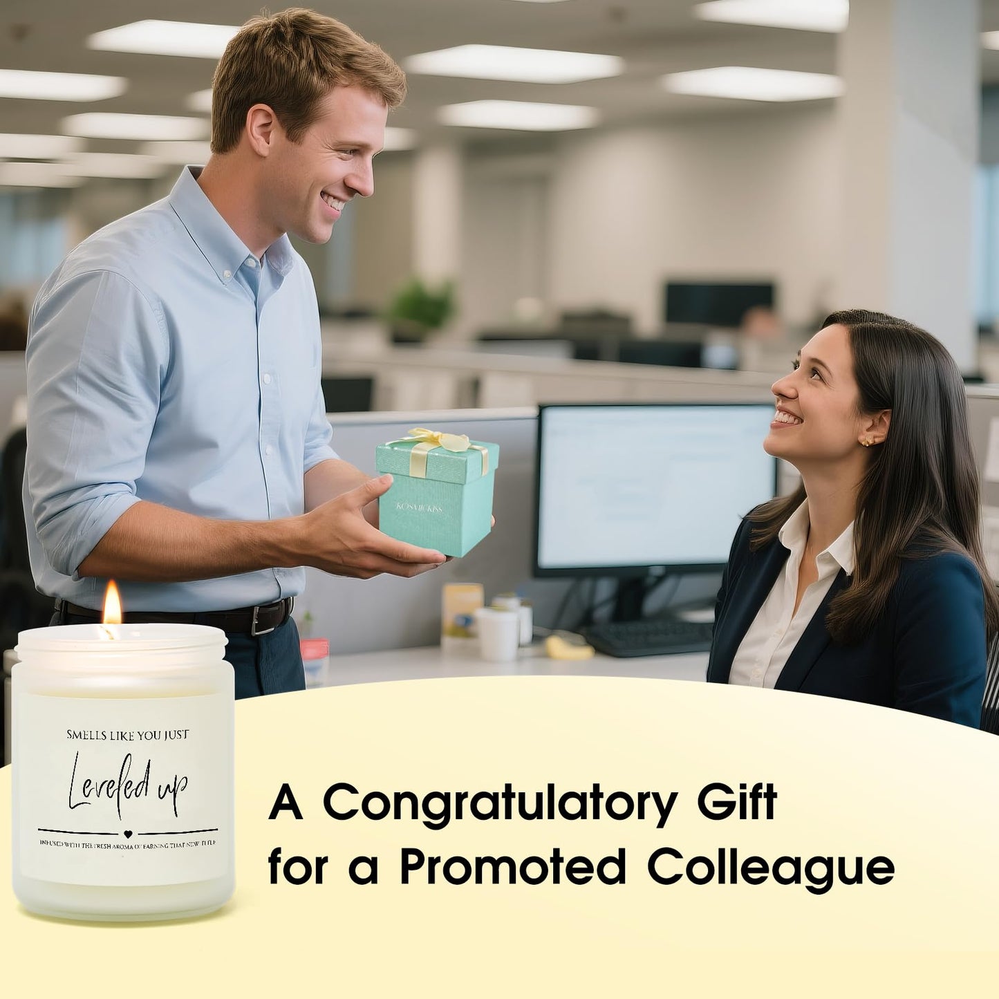 Kosmickiss Promotion Gifts for Women Men, New Job Gift, Congratulations Gifts for Women, Coworker, Boss, Friend, Handmade Funny Candle Gift Ideas