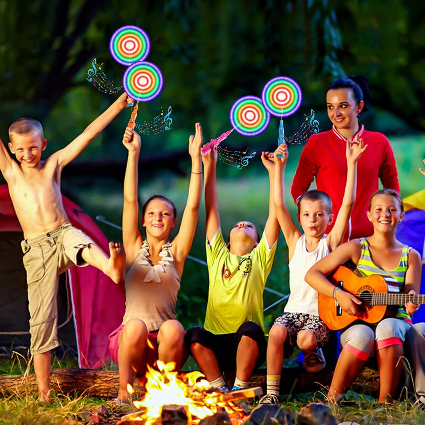 Flashing Light Up Windmill for Kids, 3PCS Spinning LED Music Colorful Windmill, Glow in The Dark Party Supplies, Kids Birthday Party Favors for Teens (Without Dry Battery)