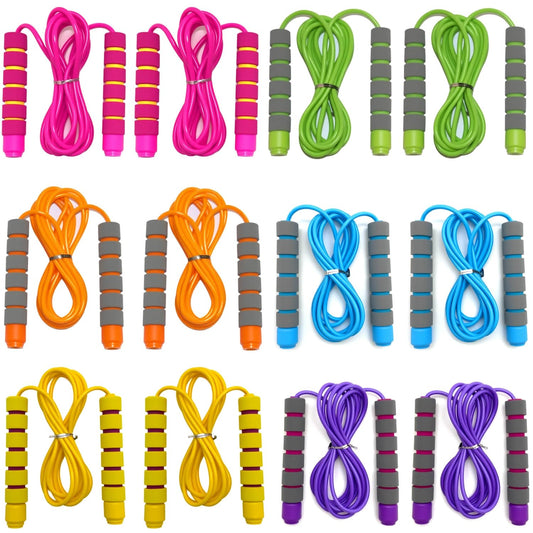 Homello Adjustable Jump Ropes for Kids & Teens - Colorful Skipping Ropes with Soft Foam Handles - Ideal for Outdoor & Indoor Play, Fun Games Activity, Fitness, Exercise, and Party Favors