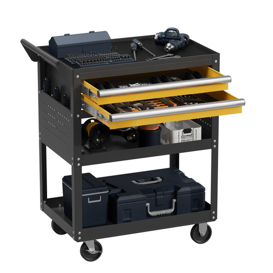 VDEVY 5-Tier Rolling Tool Cart on Wheels, Tool Storage Organizer for Mechanic, Heavy Duty Utility Cart with Drawers, Pegboards, Locking System, Suitable for Garage, Workshop, Warehouse
