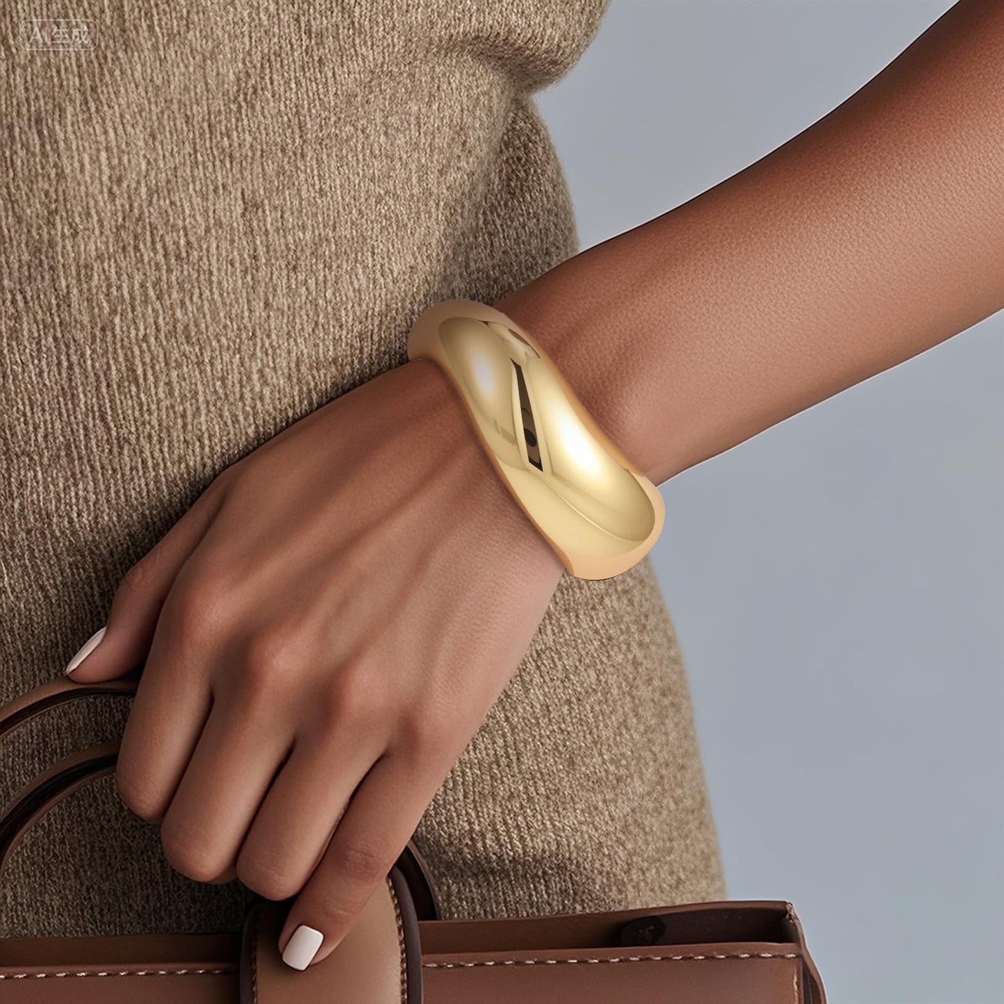 Yowivon Gold Bangles for Women, Irregular Chunky Gold Bracelet Twisted Hinged Bangle Bracelets for Women, Non Tarnish Minimalist Cuff, Trendy Jewelry Gifts for Christmas Valentine Birthday