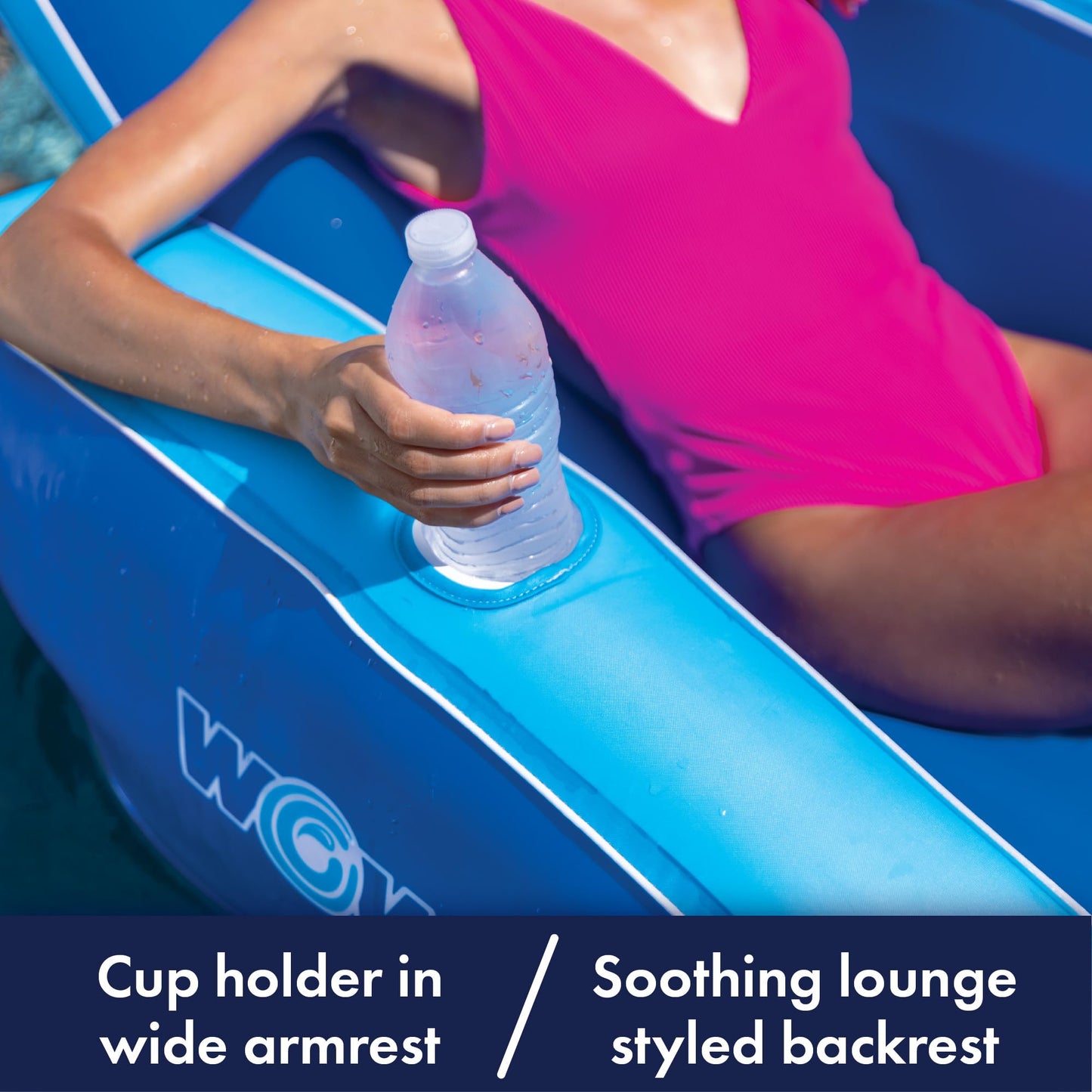 Wow Sports Modern Inflatable Pool Lounge - Single Person - Reclined Salon Float for Lakes & Pools