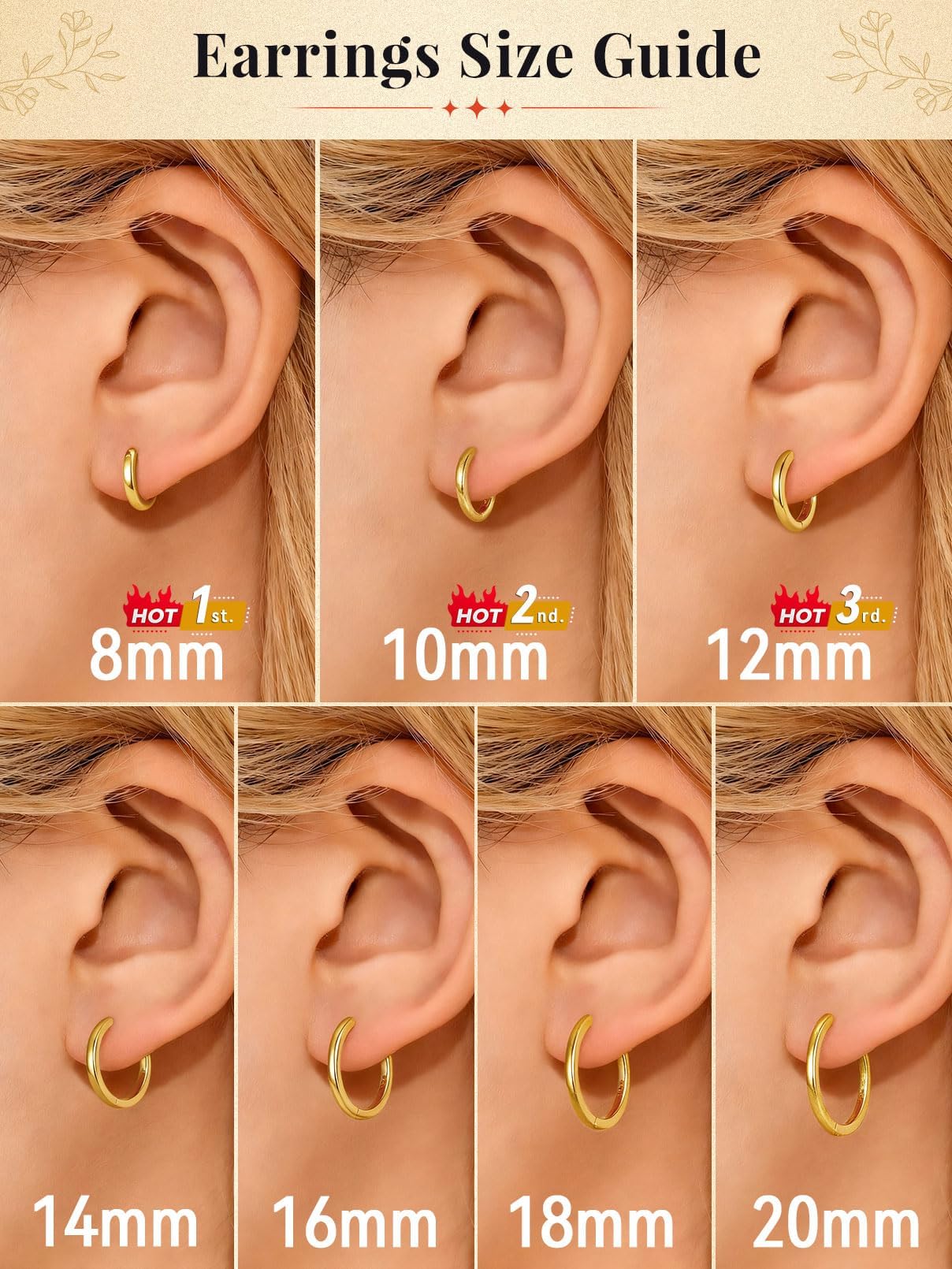 FaithHeart Hoop Earrings for Women, 14K Gold Hypoallergenic Huggie Hoop Earrings, Small Cartilage Earrings for Women 18mm, Send Gift Box