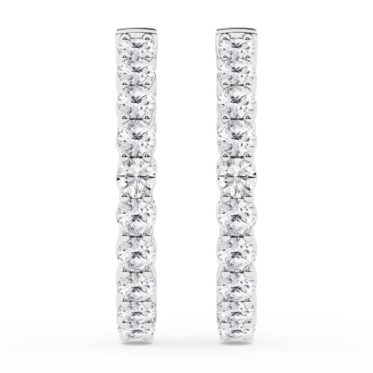 Belacqua 5.00 Carat Round Lab Grown Inside Out Diamond Hoop Earrings in Sterling Silver, Color G+, Clarity SI, Prong Set, Fine Jewelry for Women, Gift Box Included