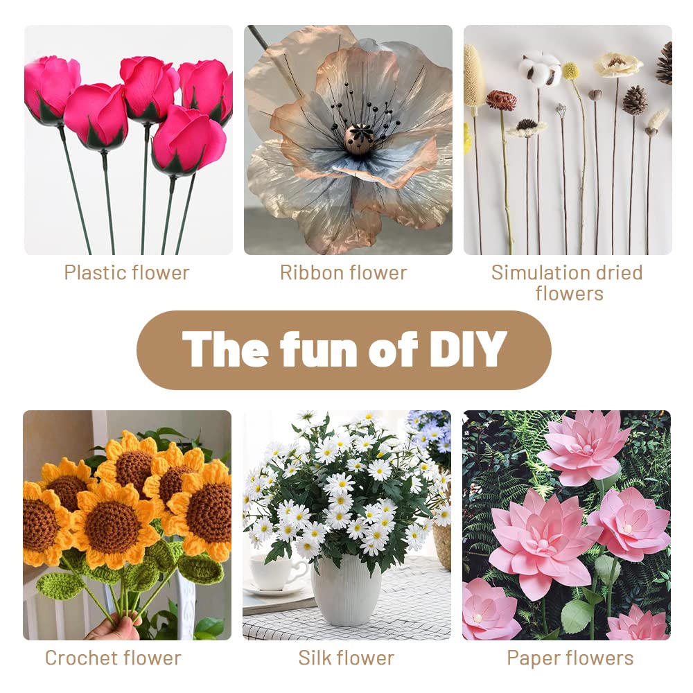 80Pcs Floral Wire, 30cm/11.8in Length 3mm/0.12in Diameter Floral Stems, 18 Gauge Flower Wire Wrapped with Paper, Florist Wire for Artificial Flowers, Wreath, Bouquet (Brown)
