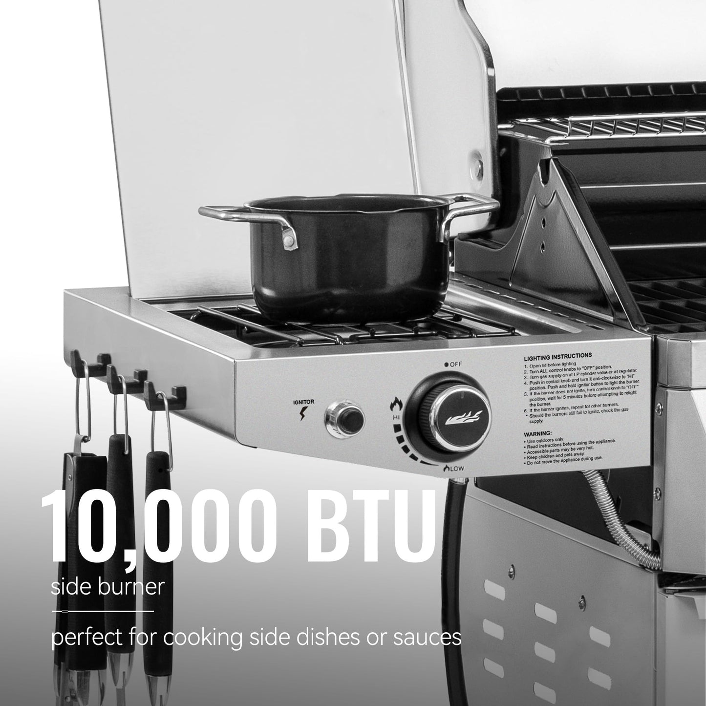 Royal Gourmet GA6406W 6 Burner Propane Gas Grill with Foldable Right-Side Table, 74,000 BTUs, Cabinet Style Gas BBQ Grill with Side Burner for Barbecue Grilling & Backyard Cooking, White