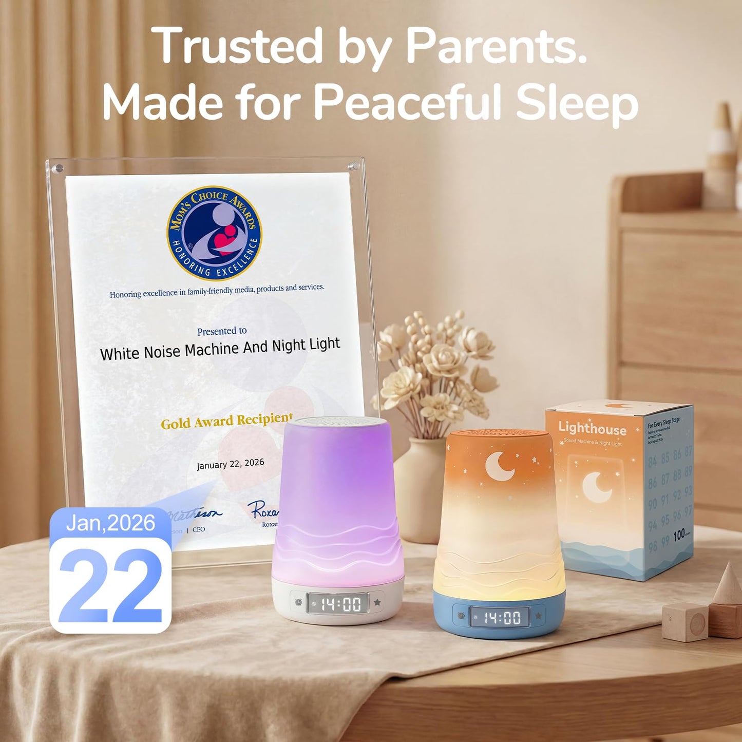 Mewaii White Noise Sound Machine Baby & Adult, 360° RGB Night Light, AI Cry Detection, App Control, 100 Soothing Sounds, Sleep Routine Builder, Kids Nursery Baby Essentials Shower Gift Toddler Bedroom