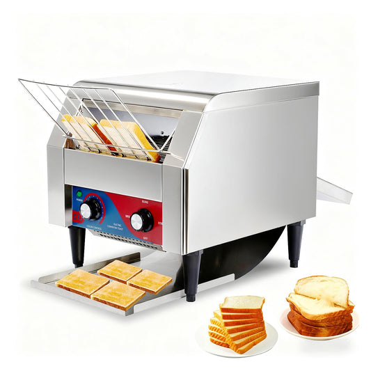 CTJ Commercial Toaster 300 Slices/Hour Electric Conveyor Belt Toaster Heavy Duty Stainless Steel Rotating Toasters Machince for Croissants Bun, Bagel, Bread