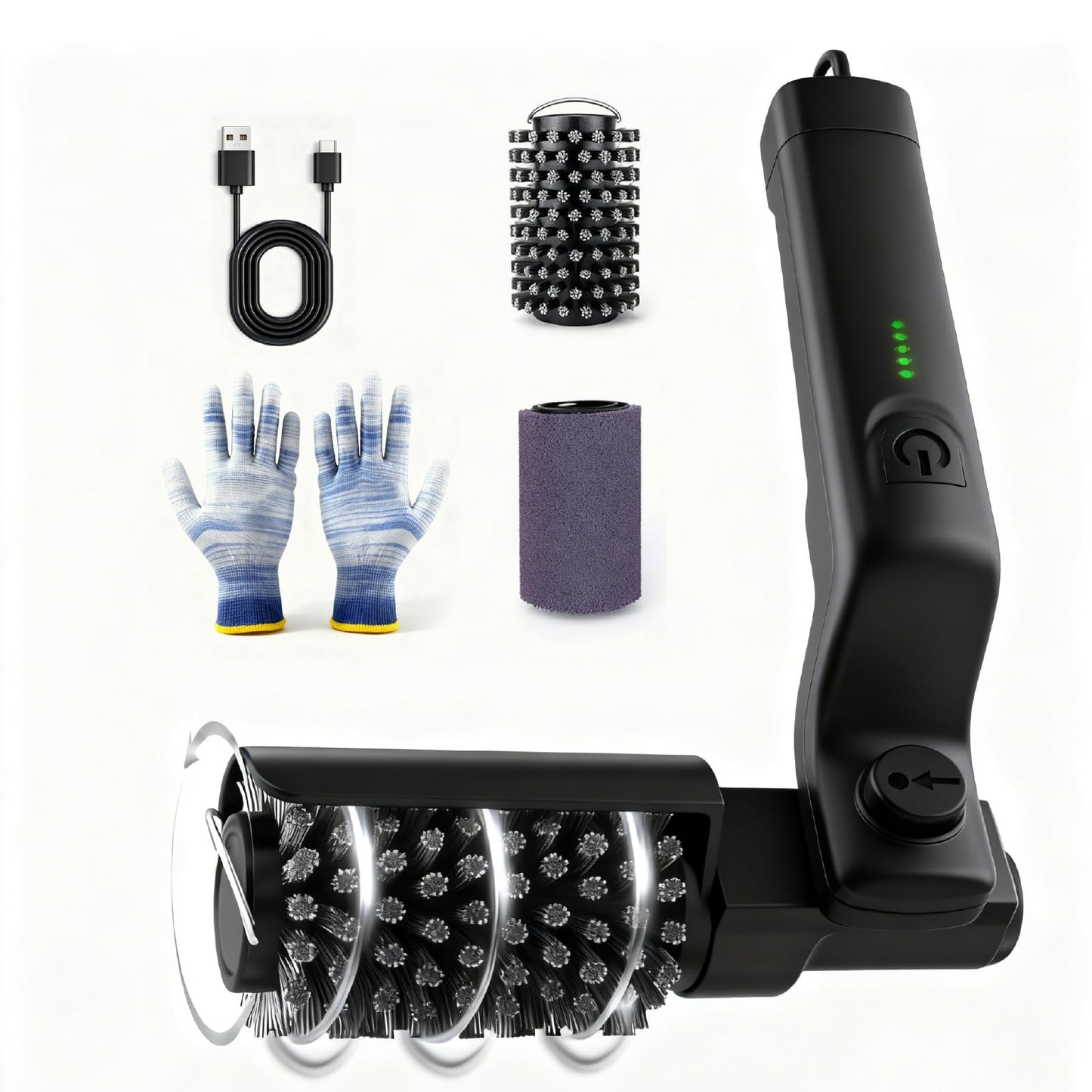 HAPOW Electric Rotary BBQ Grill Brush for Outdoor Grill, Rechargeable Cordless Electric Grill Cleaner, 3-Speed Power Control Grill Cleaning Brush with 304 Stainless Steel Bristle
