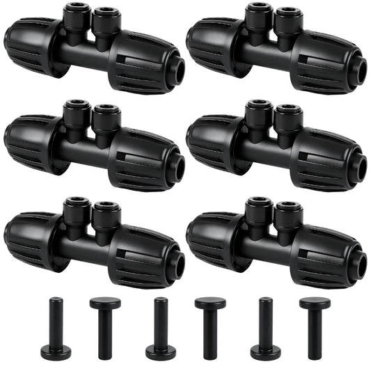 Copadri 6 Pcs Barbed Tee 1/2 Inch To 1/4 Inch Irrigation Tubing Fittings, 1/2 Inch(1/2" ID x 0.65" OD) To 1/4 Inch Quick Connect Irrigation Adapter 16mm Hose Locked T Reducer To 1/4" Water Line