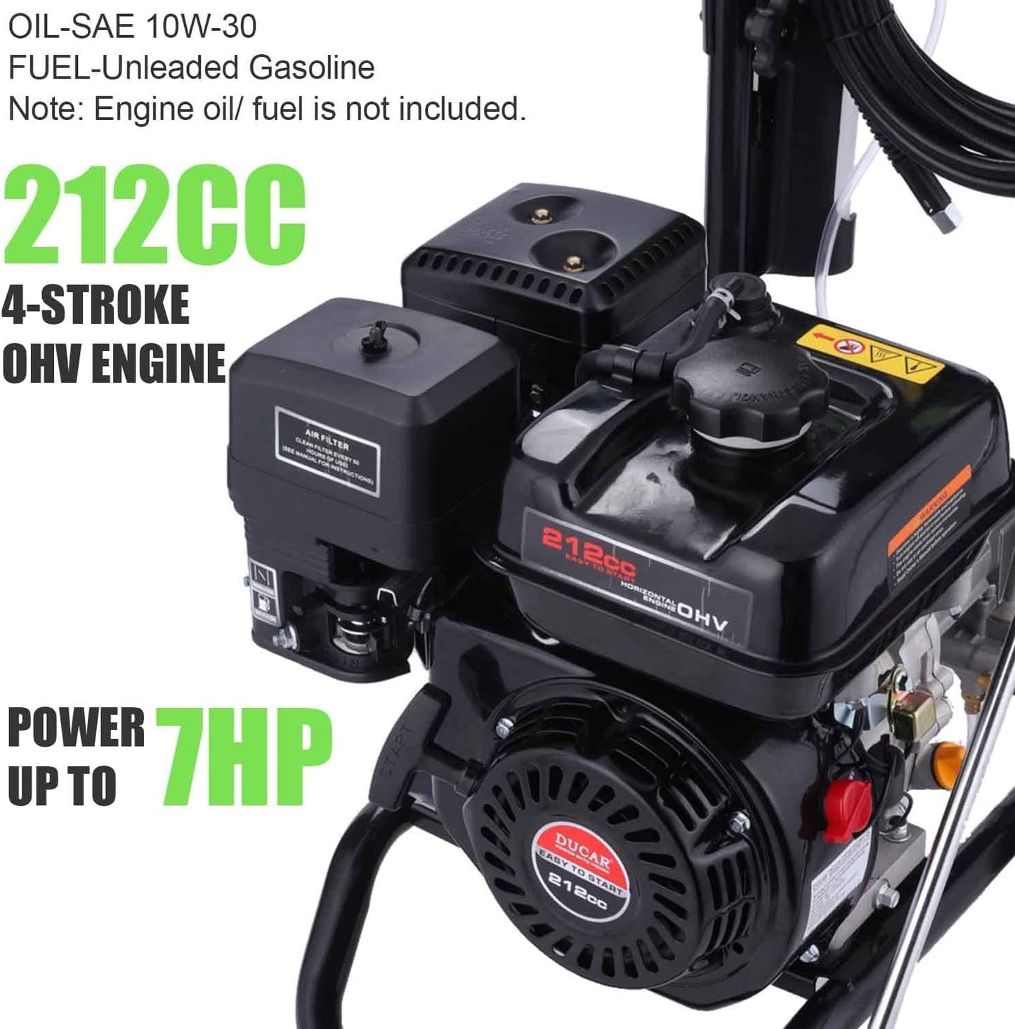 Gas Pressure Washer, 4200 PSI and 4.0 Max GPM Commercial Gas Power Washer, Spray Gun and Wand, 5 Nozzle Set, for Cars/Fences/Driveways/Homes/Patios/Furniture