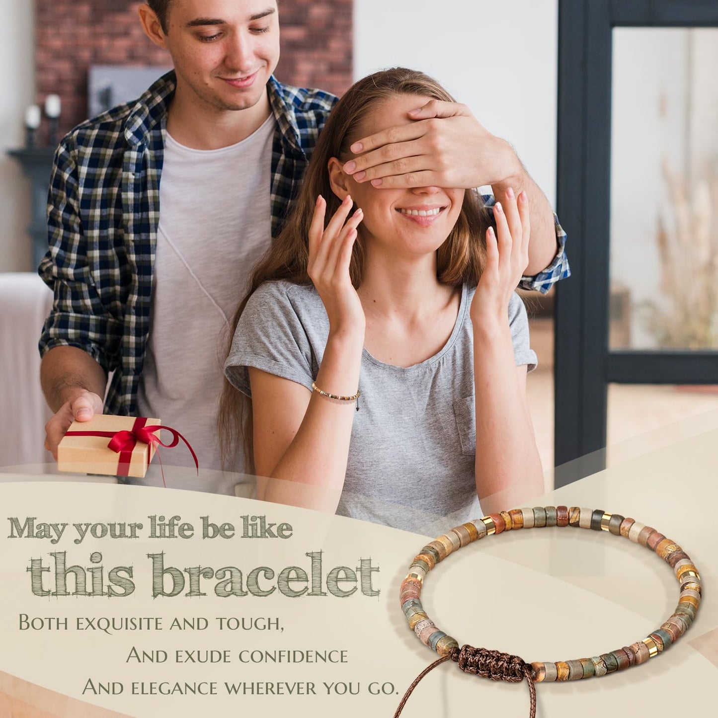 Gifts for Women Healing Natural Stone Bracelets with Positive Affirmations - Inspirational Gifts Jasper Bracelet - Get Well Soon Gifts for Mom Aunt Grandma Daughter in Law Best Friends, Birthday Christmas Valentine's Day Graduation Jewelry Gifts for Her