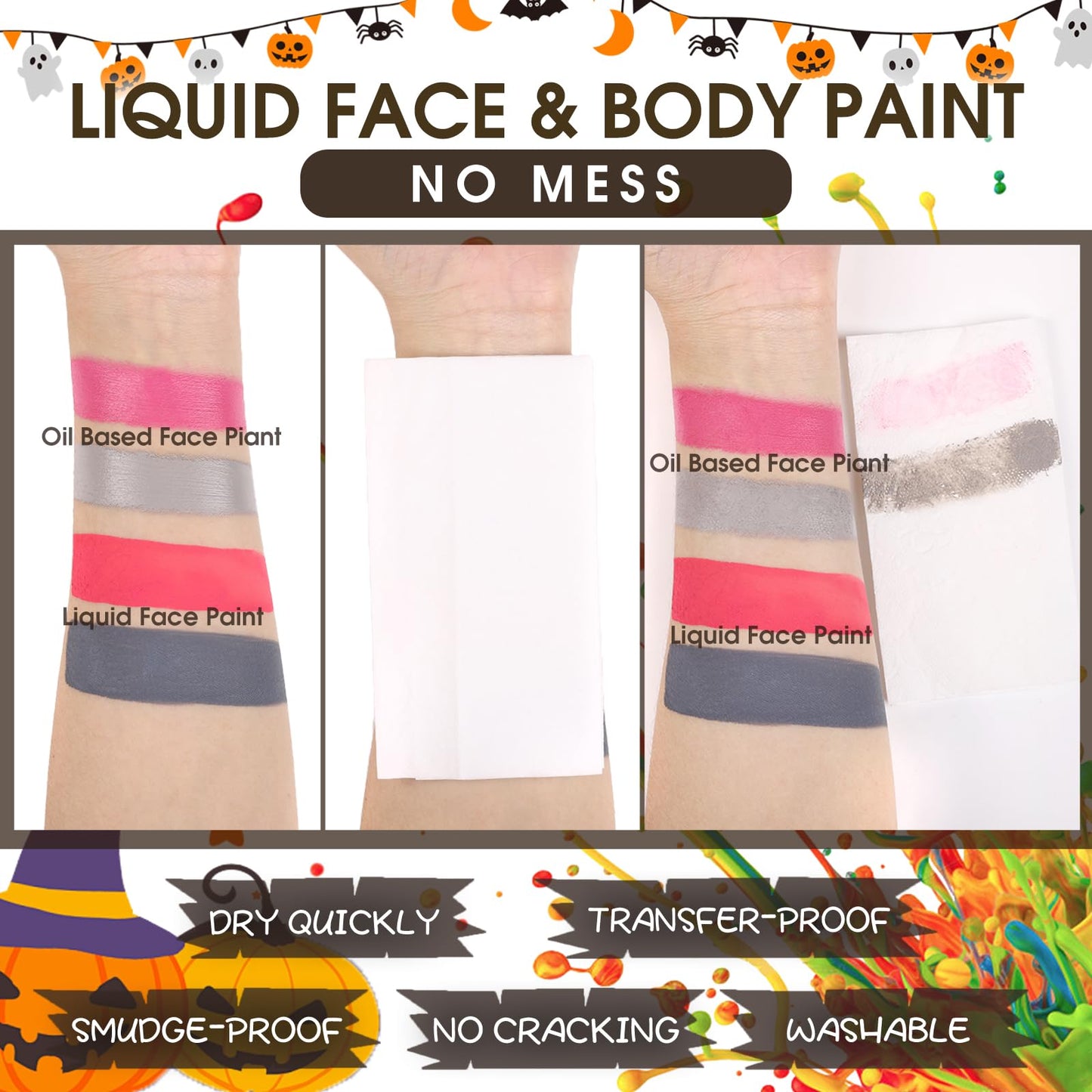 BOBISUKA Silver Face Body Paint Liquid Texture Washable Non Toxic Facepaint Fast Drying Metallic Silver Foundation Makeup for Halloween Cosplay SFX Costume Party Large Capacity(130ml)