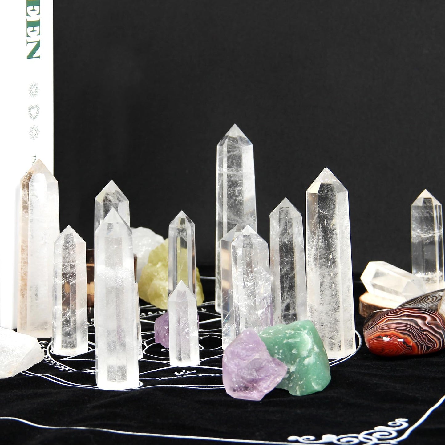 Orientrea Clear Quartz Crystal Wand-1 Pc 3.5"-3.9" Natural Clear Quartz Crystal Wands, Healing Crystal and Stones, Natural Stone Tower, Gift Box Packaging