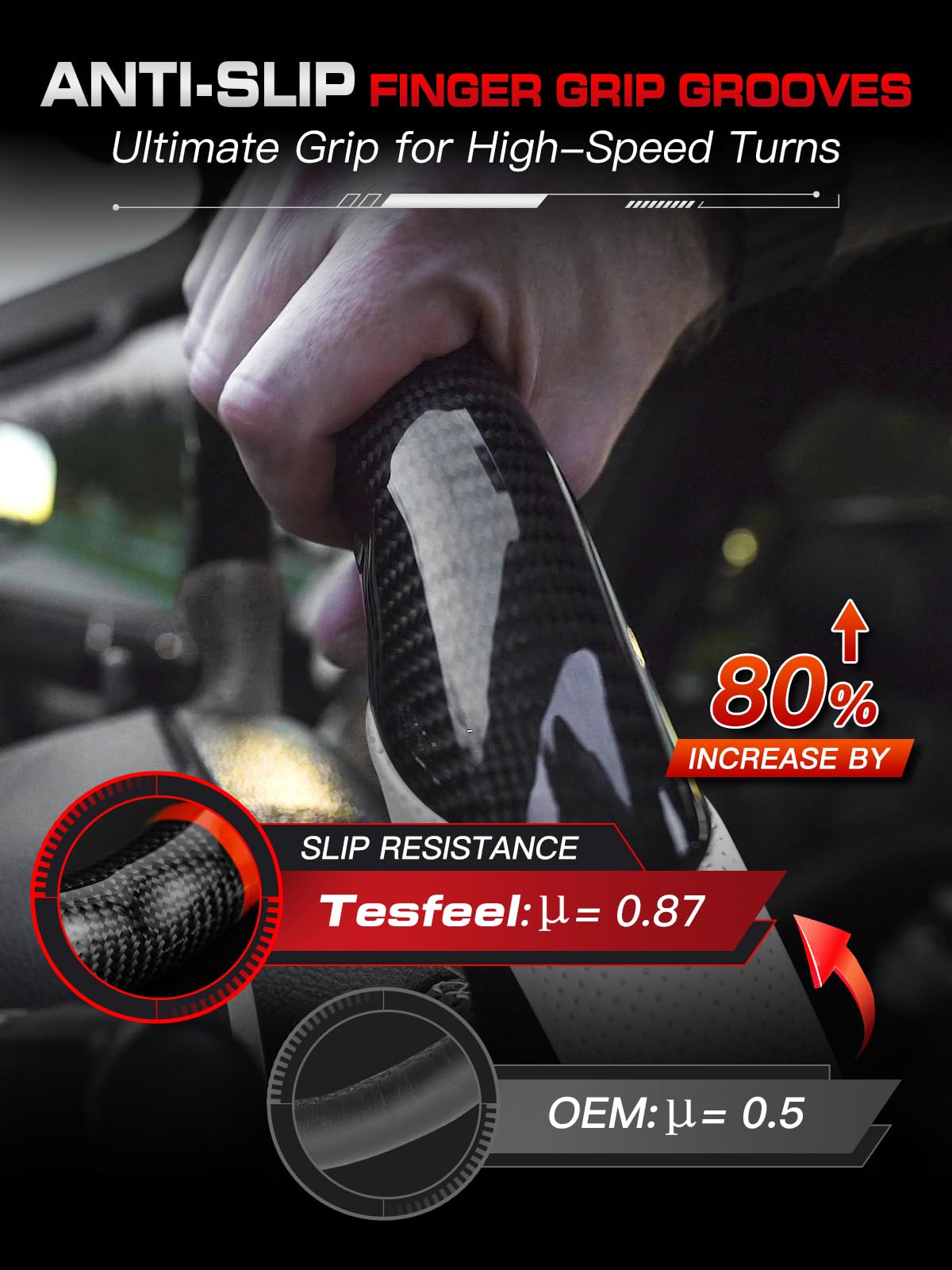 TESFEEL Real Carbon Fiber Steering Wheel for Chevy Corvette C6 2006-2011, Double D-Shape Flat Top & Bottom, White Nappa Leather with Silver Carbon Inlays, Fits for Base/Z06/ZR1/Grand Sport