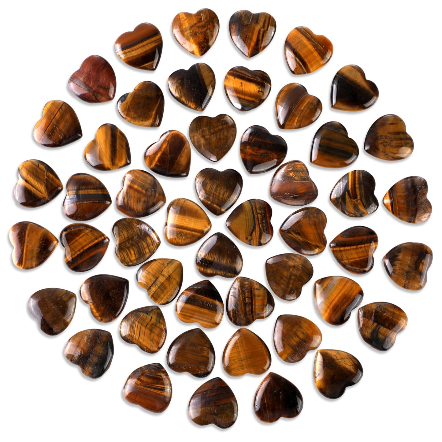 Gerrii 50 Pcs Heart Healing Stone Bulk Quartz Heart Inspirational Stones Gift for Women Love Pocket Polished Natural Energy Balancing Meditation 0.8 Inch(Amber)