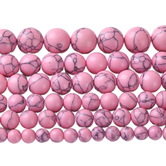 32pcs 12mm Pink Turquoise Beads Natural Stone Round Loose Spacer Beads for Jewelry Making DIY Bracelet Necklace 1 Strand 15inch