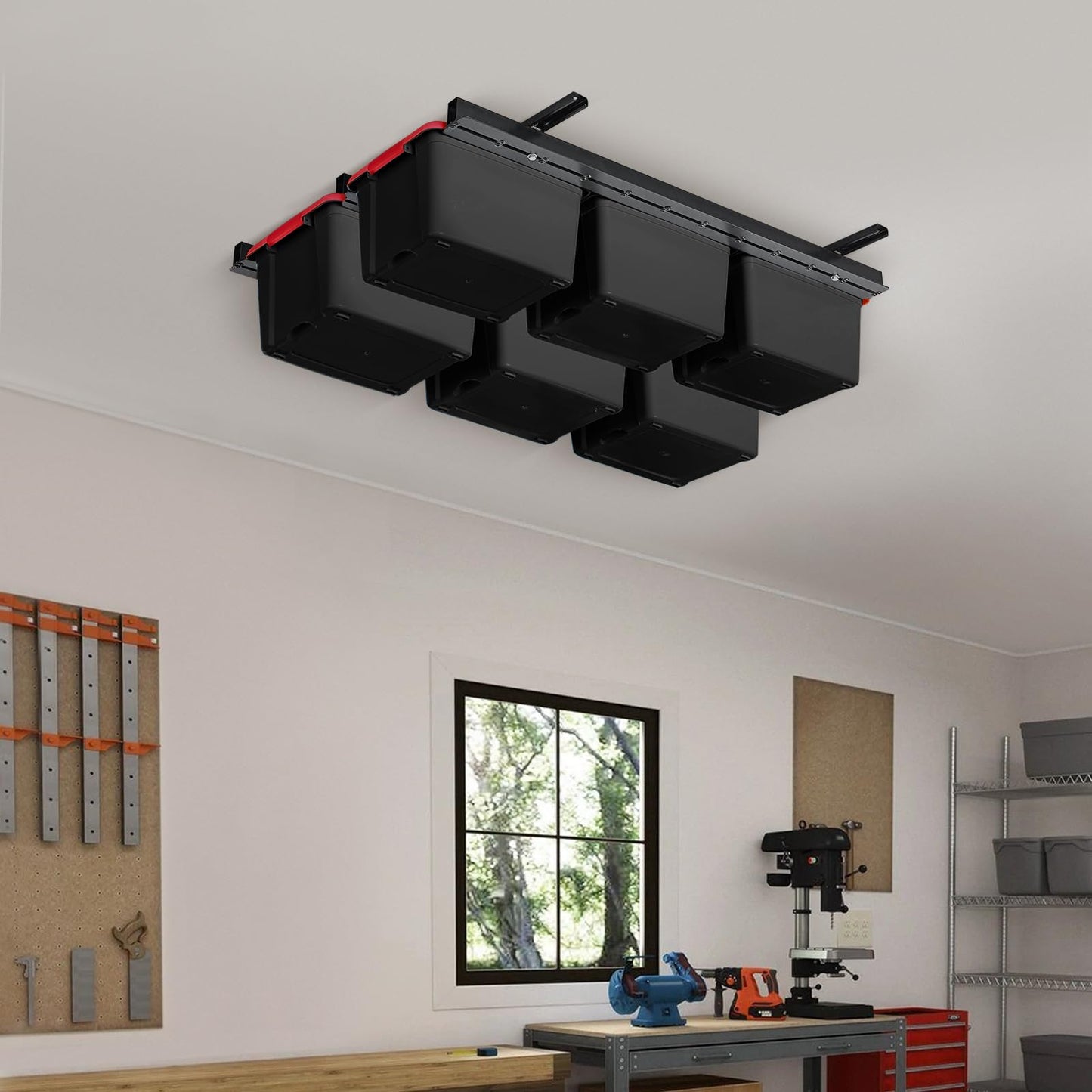 Ultrawall Overhead Garage Storage Racks, Adjustable Garage Ceiling Storage Rack, Heavy Duty Garage Organizer Hanging Storage Rack for Most Storage Bins/Totes/Container, 48" x 48"