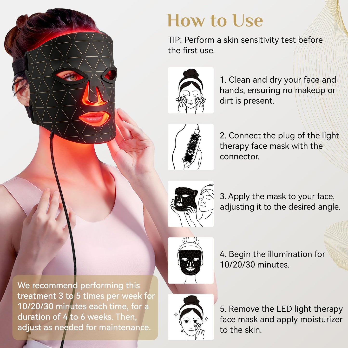 Red Light Therapy Mask for Face, LED Face Mask Light Therapy with Red 630±5nm & NIR 830nm, Body Beauty Machine for Care at Home