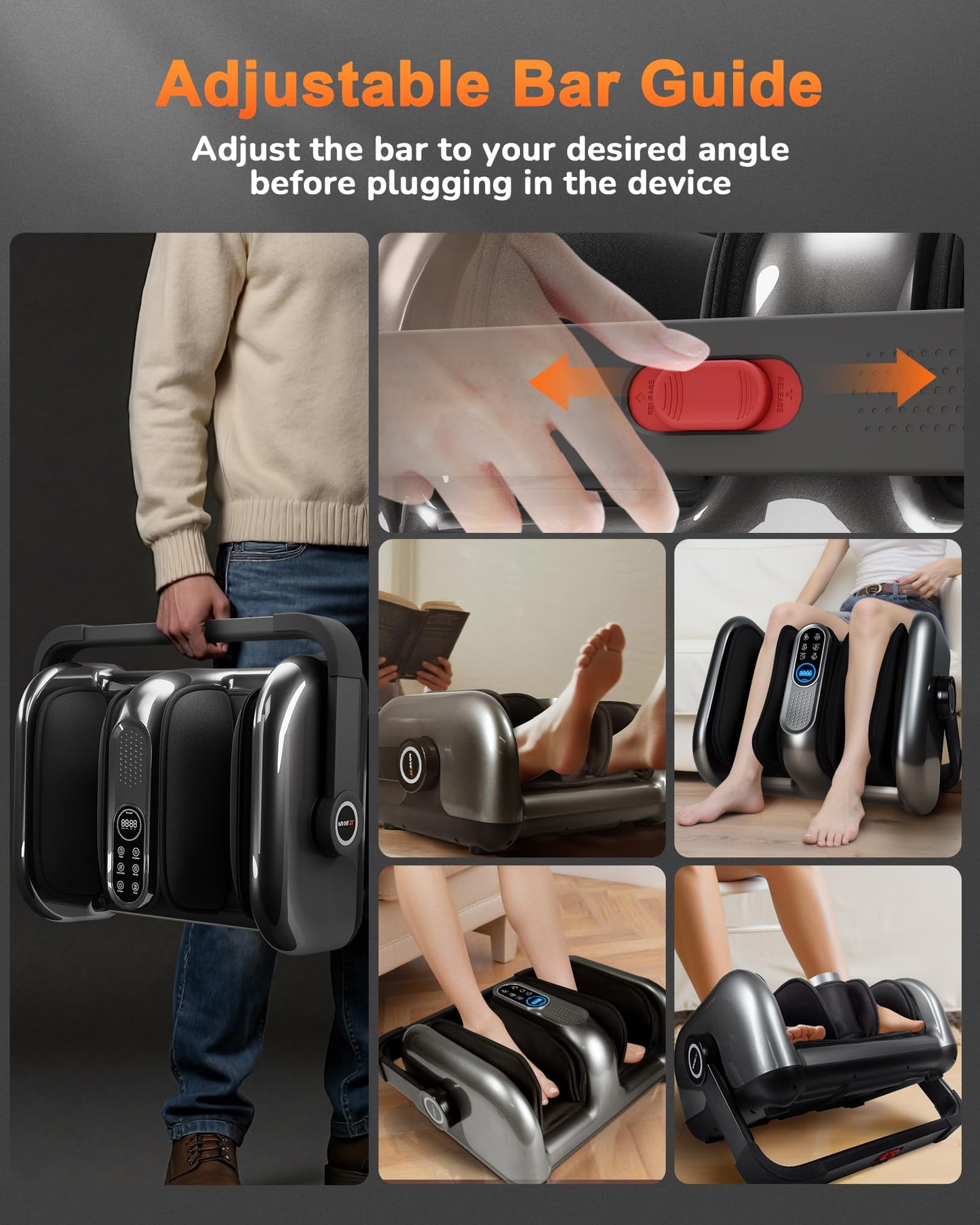 JZBRAIN Shiatsu Foot Massager Machine with Heat : Deep Kneading Calf Massager with Vibration for Plantar Fasciitis, Neuropathy, Pain Relief, Circulation for Home and Office Use
