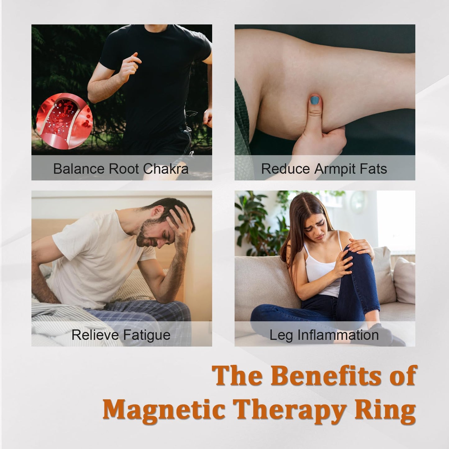 Fashtour Genuine Magnetic Hematite Rings, 3 Pack, Black, 6mm Wide, Polished, for Men and Women, Anxiety Relief, Root Chakra Balancing（Size 6#）