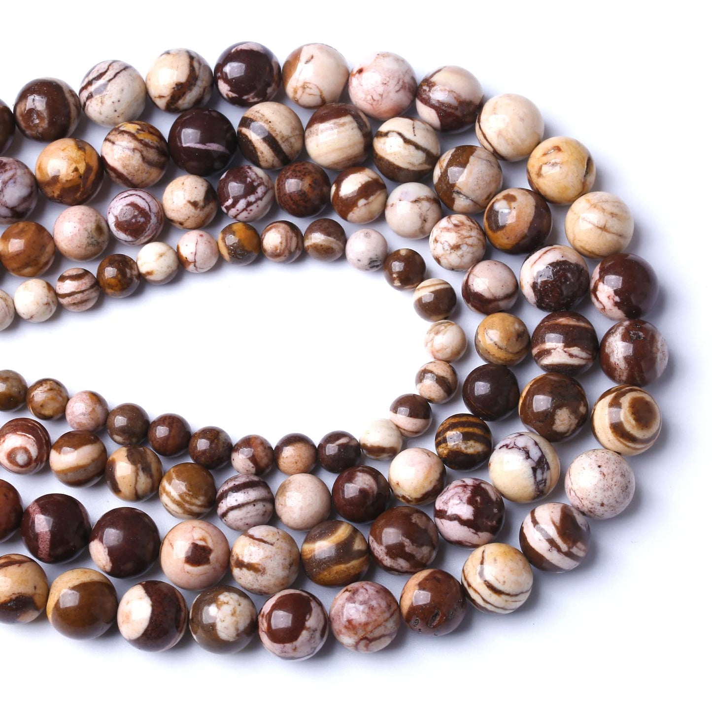 10mm 38pcs Natural Stone Beads Australia Zebra Gemstone Round Loose Beads for Jewelry Making DIY Bracelet Crystal Energy Healing Power Stone (10mm, Australian Zebra Jasper)