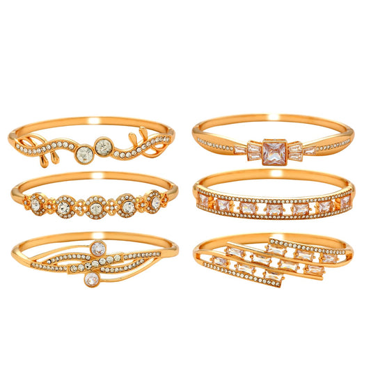 6 Pack 18K Gold Plated Bangles Bracelet Set for Women, Dainty Vintage Trendy Fashion Jewelry, Ideal Gift for Birthday Christmas Valentine's Day Mother's Day for Girlfriend Wife Mom Sister