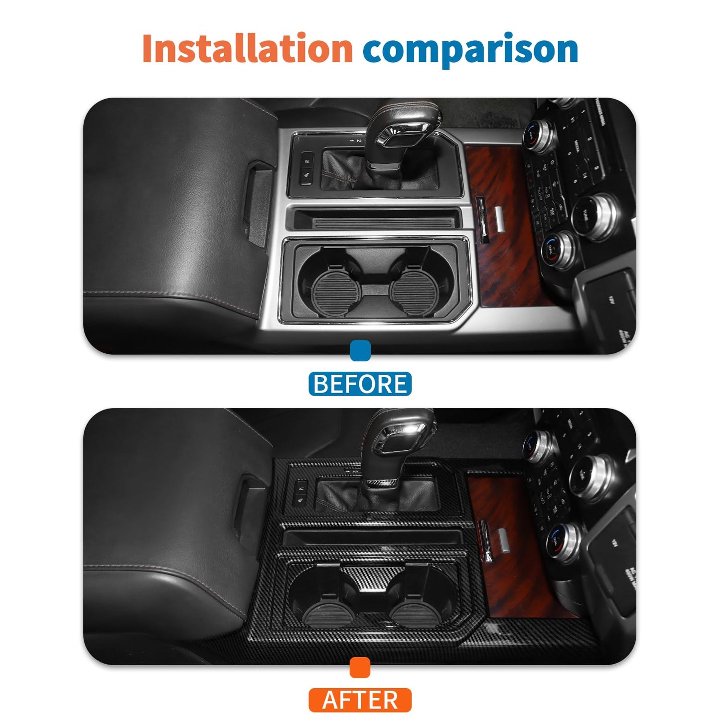 JeCar 12pcs Carbon Fiber Interior Trim Kit for 2015-2020 Ford F150 Interior Accessories