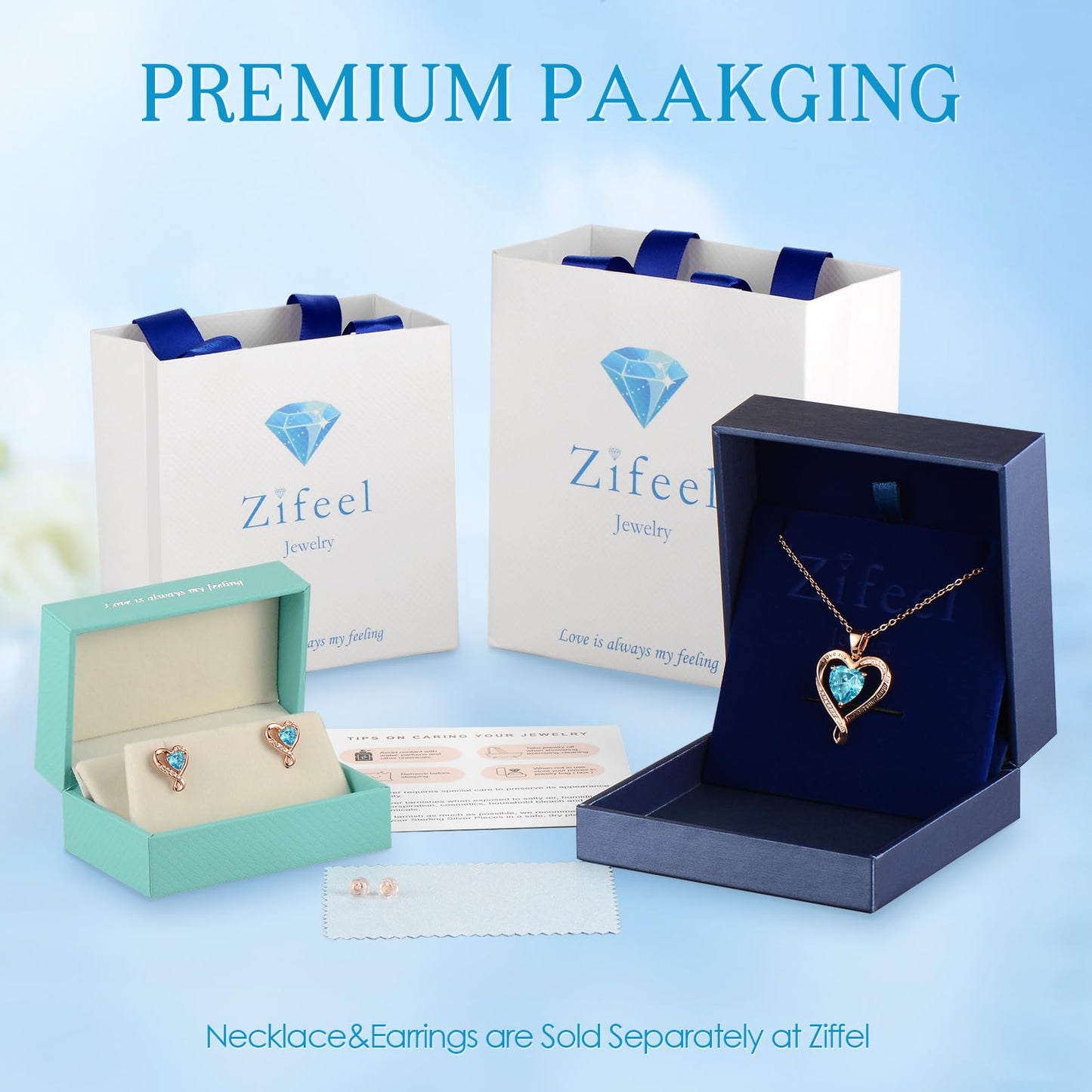 Zifeel Earrings for Women, Rose Gold Birthstone Heart Studs Earring for Girlfriend Wife, Anniversary Birthday Christmas Valentines Mothers Day Gifts Jewelry for Women Wife Her Mom