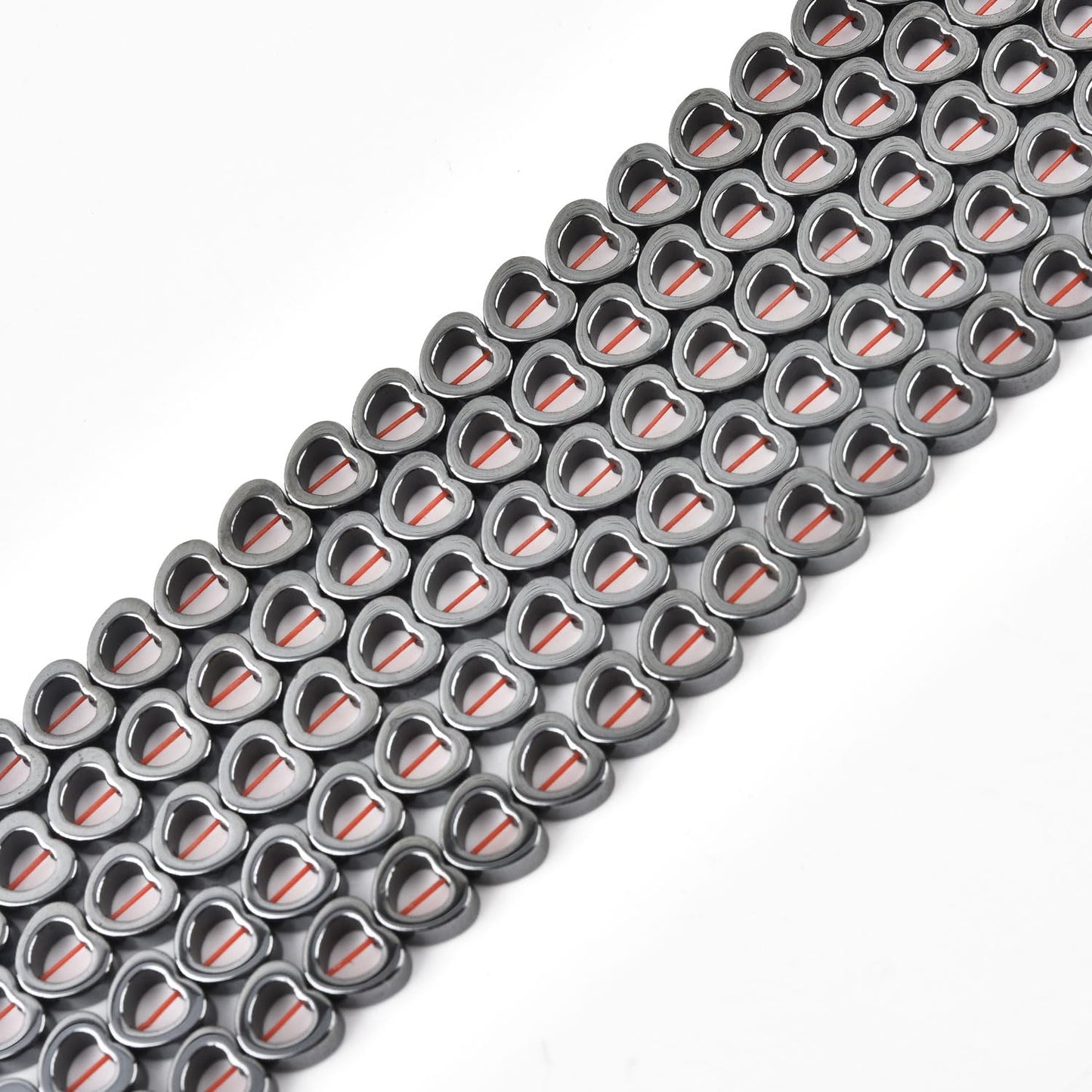 HAAMIIQII 55pcs 8mm Natural Black Hematite Loose Gemstone Beads Hollow Heart Shape Spacer Stone Beads for Jewelry Making DIY Bracelets Necklaces Crafting