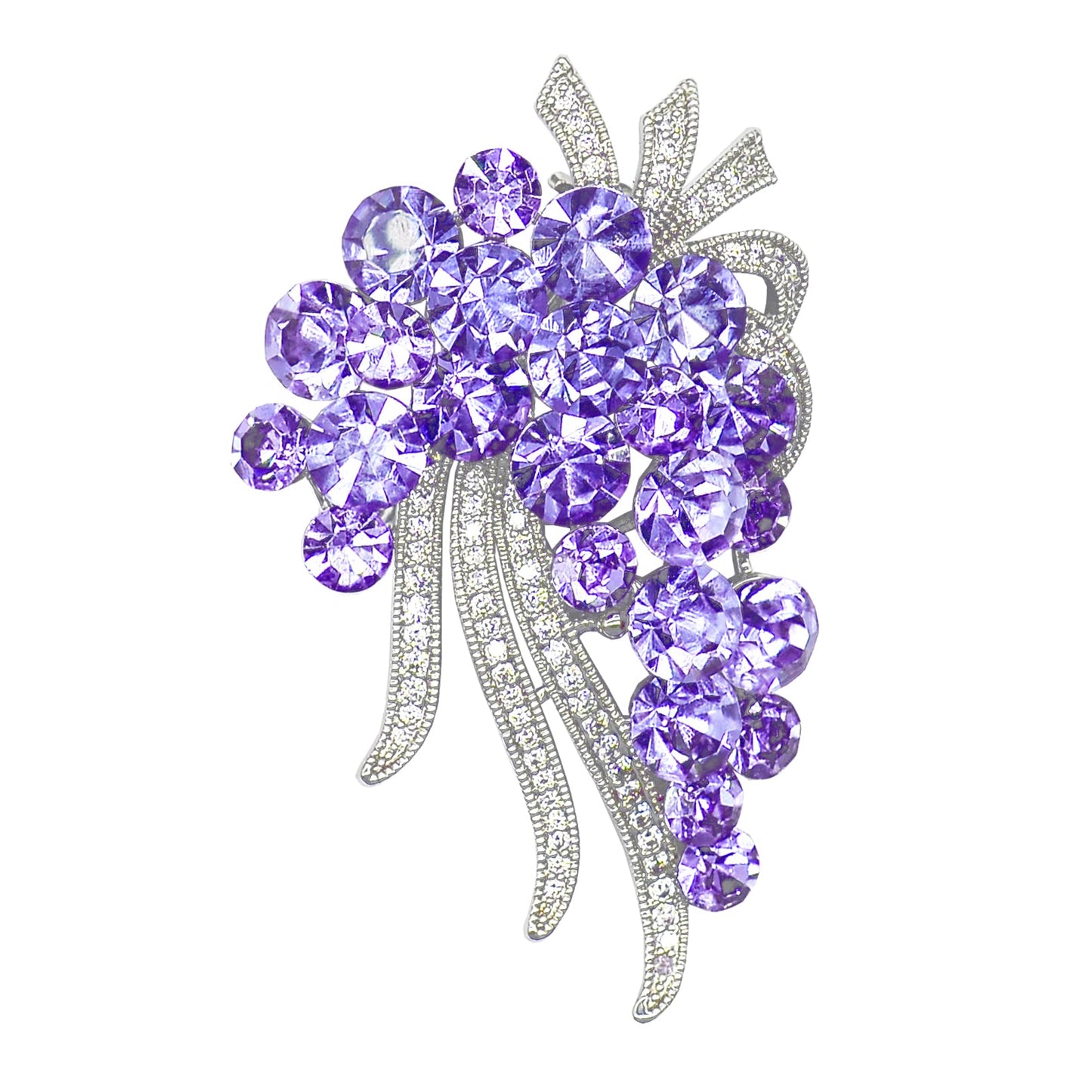 SinglinArt Brooches for Women Girls Purple Flower Rhinestone Crystal Jewelry