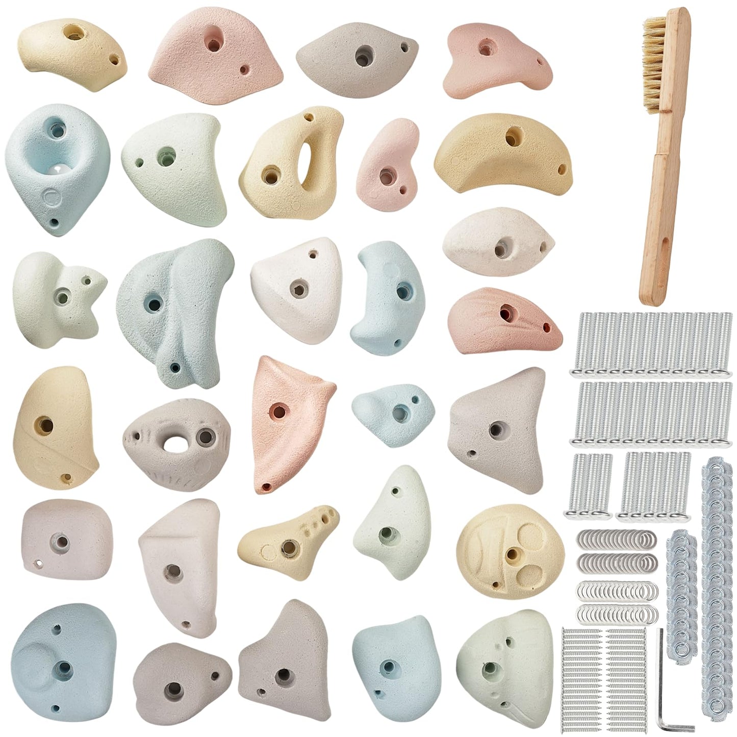 Qicrdvi 30 Pcs Resin Rock Climbing Holds for All Ages, Premium Large Training Rock Climbing Grips Indoor/Outdoor, Rock-Like Texture Holds for Your Climbing Wall