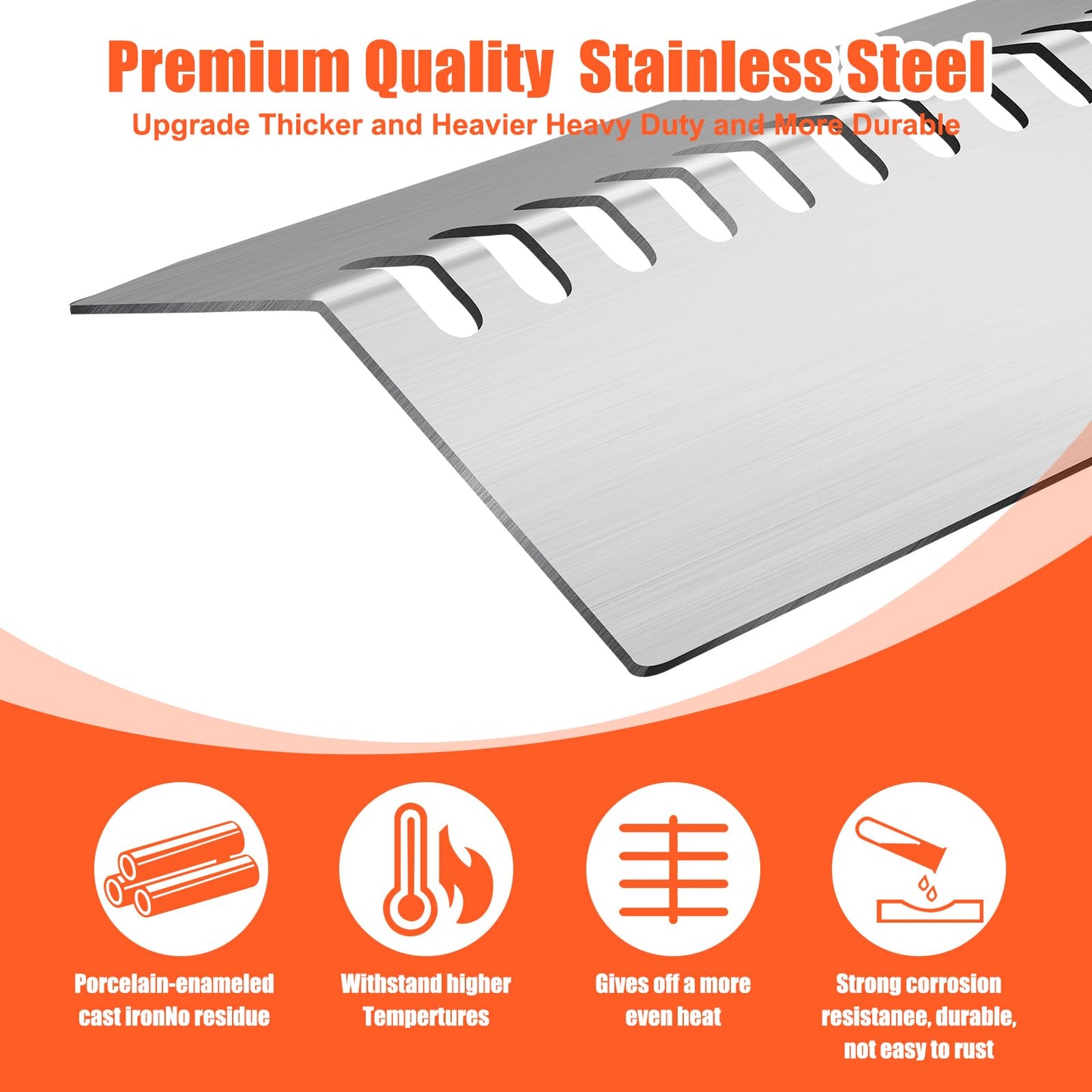 LPTNFRTN Stainless Steel 5pcs 16631 Flame Tamer Flavor bar and 4pcs 16520 Heat Plate Shield with 5 pcs 16516 Burners for Bull Grill Replacement Parts,for Blaze Lion Cal Flame G Series 5 Burner Grill