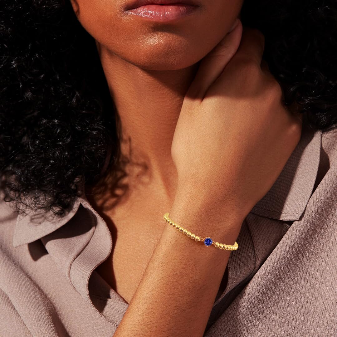 Free bird December Birthstone Bracelet Dainty Gold Beaded Bracelet Tanzanite Jewelry Gift for Christmas
