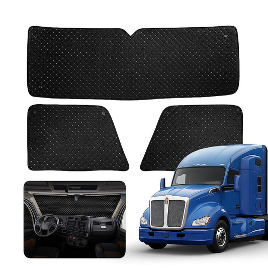 Sun Shield – 3-Layer Insulated Blackout Window Cover – Compatible with Kenworth T680 Semi Truck – Heat & UV Protection, Enhanced Privacy, Easy Install & Removal for Cab Interior Comfort