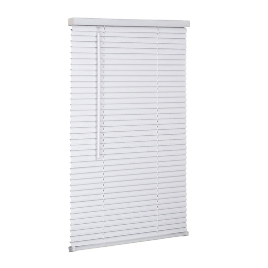 LOTUS & WINDOWARE Cordless Mini Blind, 1" Vinyl Slats, 68" Wide x 48" Long - White, Window Blinds for Home and Office, Interior Door Blinds - Light Filtering