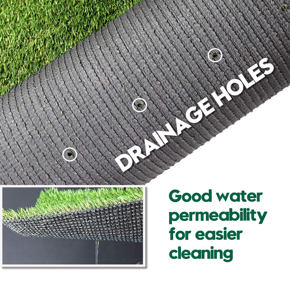 WarmShe Artificial Grass Turf 12FTX20FT,1,38inch 4 Tone Realistic Synthetic Thick Fake Faux Grass Rug Astroturf Carpet Landscape for Dogs Indoor Outdoor Garden Lawn Mat, with Drainage Holes