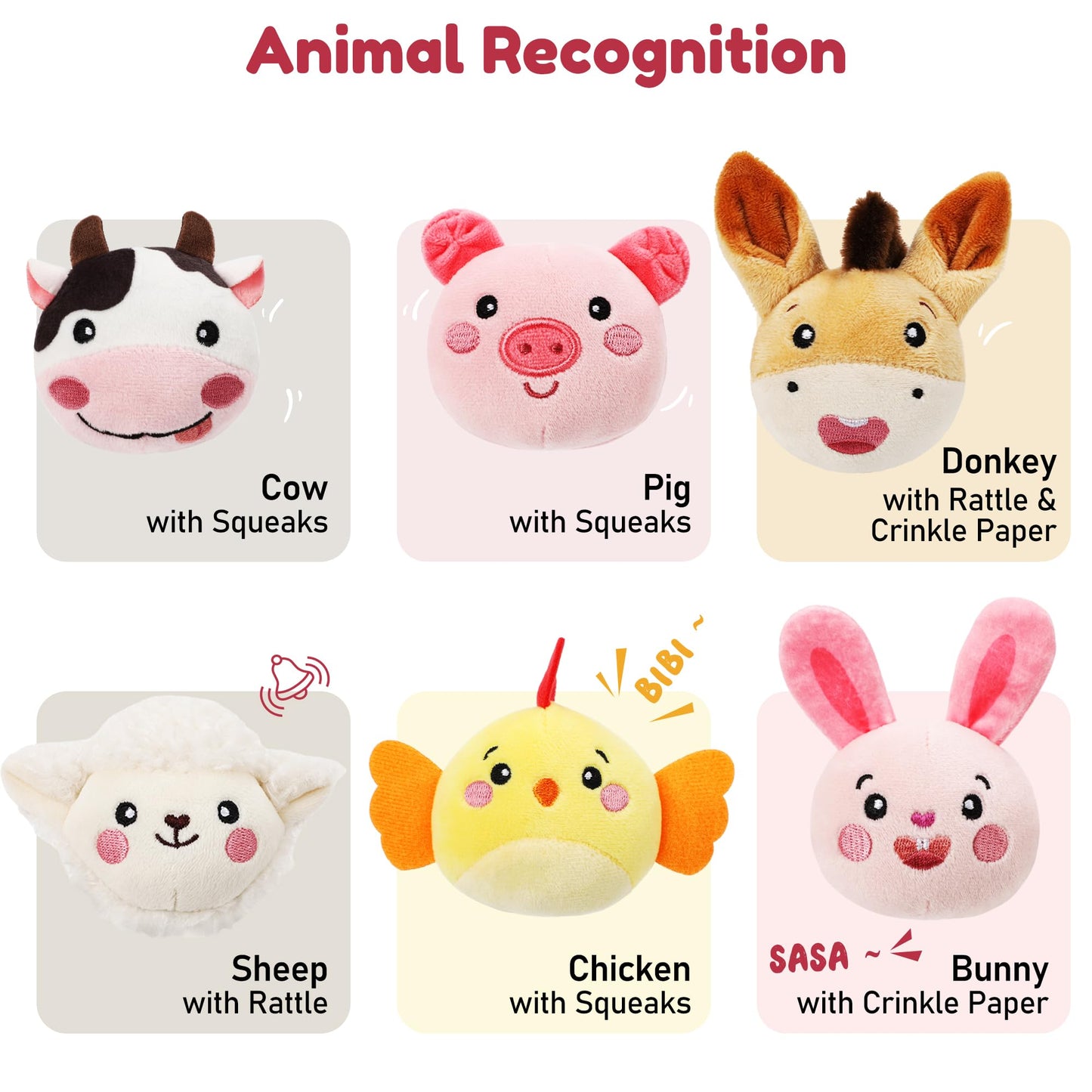 Baby Toys 6-12 Months, Montessori Sensory Barn Toys for Babies 3-6 7 8 9 10 12 18 Months, Stuffed Farm Animal Toys for Toddlers 1-3, Infant Toys Christmas Gifts for 1 2 Year Old Boys Girls