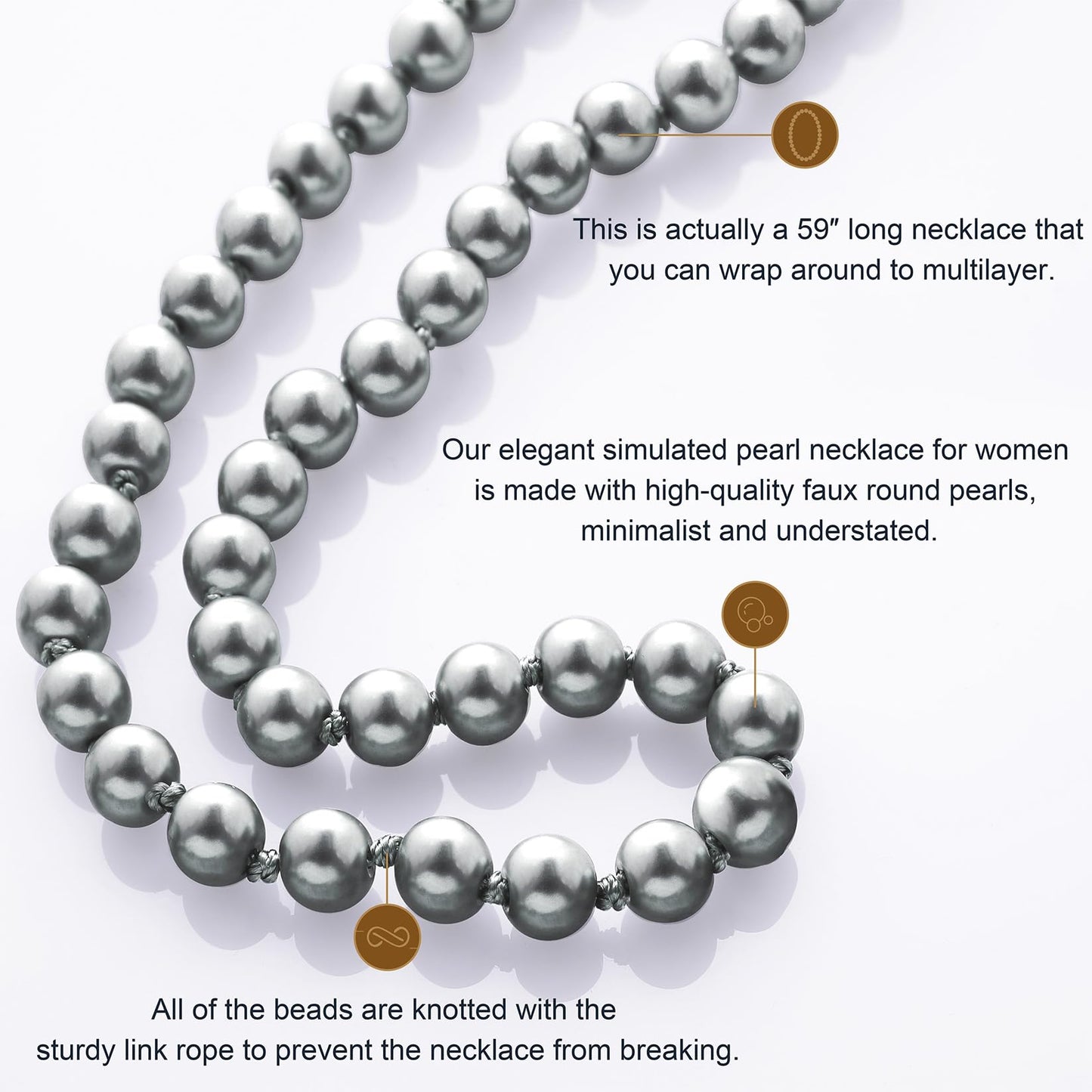 BABEYOND Long Pearl Necklace Faux Pearls Necklace Set 1920s Gatsby Costume Jewelry