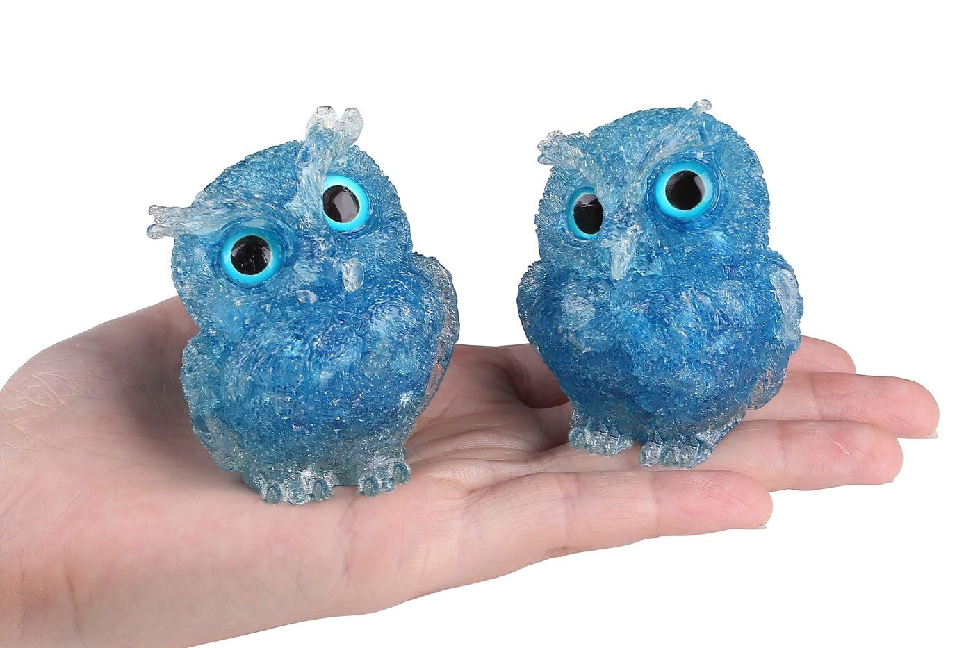 LAIDANLA Aquamarine 2.4" Owl Statue Natural Healing Crystal Cute Owl Animal Figurine Pocket Sculpture Reiki Spiritual Energy Gemstone Home Office Room Desk Decor Gifts for Women Men