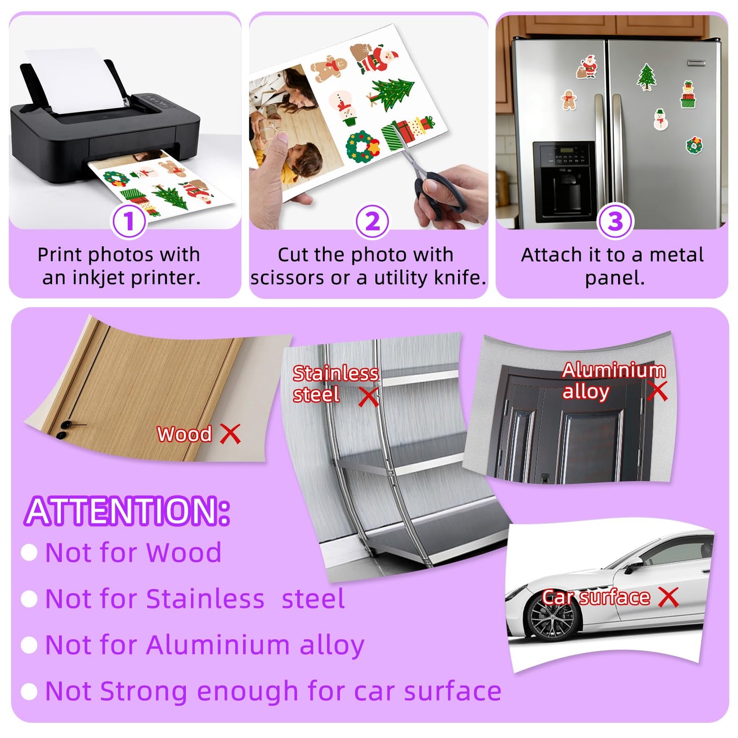 Printable Magnetic Sheets for Inkjet Printer,8.5" x 11"(Pack of 16),12 mil Thick Cuttable Flexible Non-Adhesive Backing Magnetic Printer Paper for DIY Crafts,Photos and Stickers