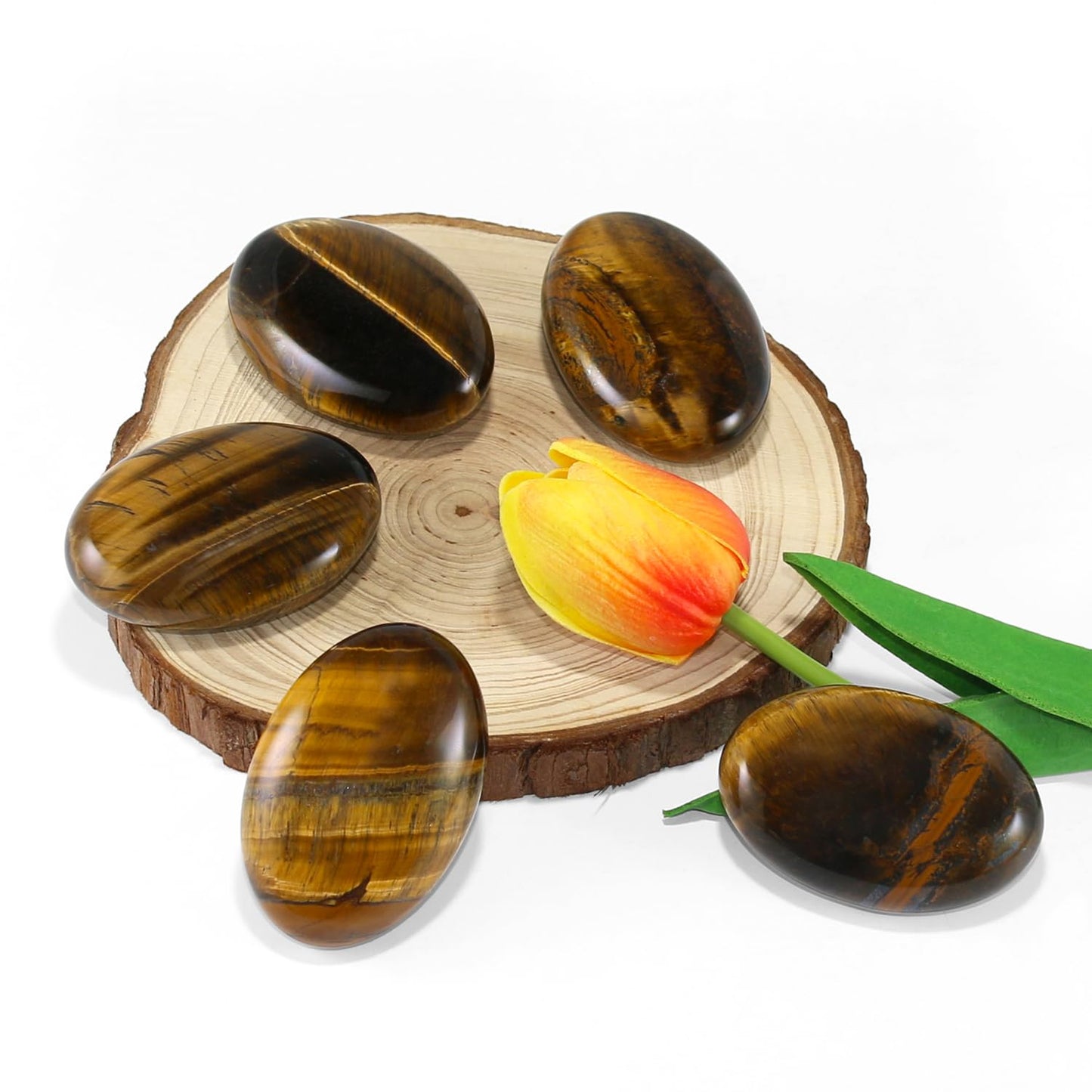 Nvzi Tigers Eye Crystal Palm Stone, Worry Stones, Crystals and Healing Stones, Polished Rocks, Natural Gemstones, Chakra Stones for Healing Crystals Daily Use