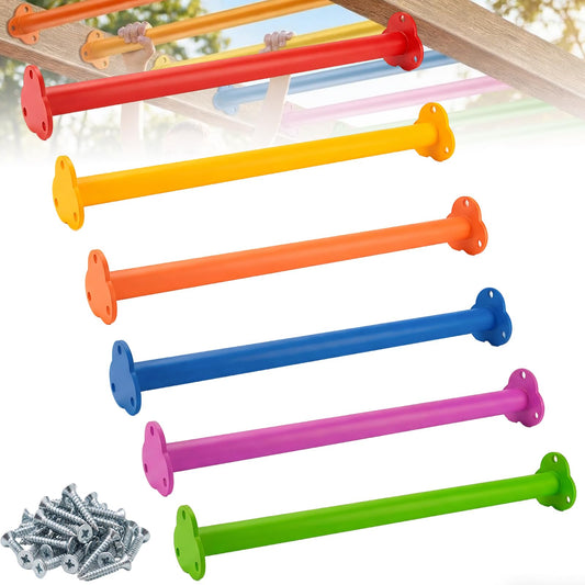 BiJun 16.5 inch Monkey Bars Kit for Backyard Outdoor Indoor Ladder Rungs Monkey Bars Freestanding(6 Colors,6 Pack