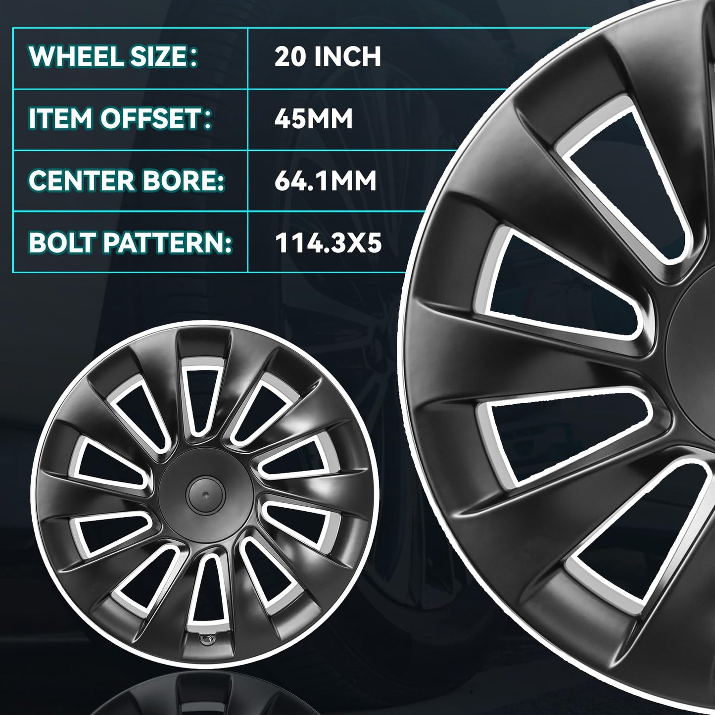 HOLUEKU New 20 Inch 20x9.5" Replacement Wheel Rim Fits for Tesla Model Y 2020 2021 2022 2023, OEM Design Wheel Black Single Rim